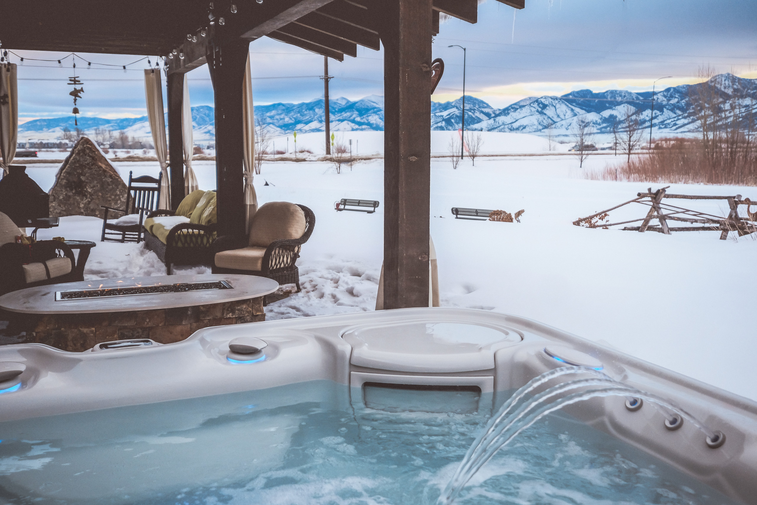hot tub outdoors in the winter